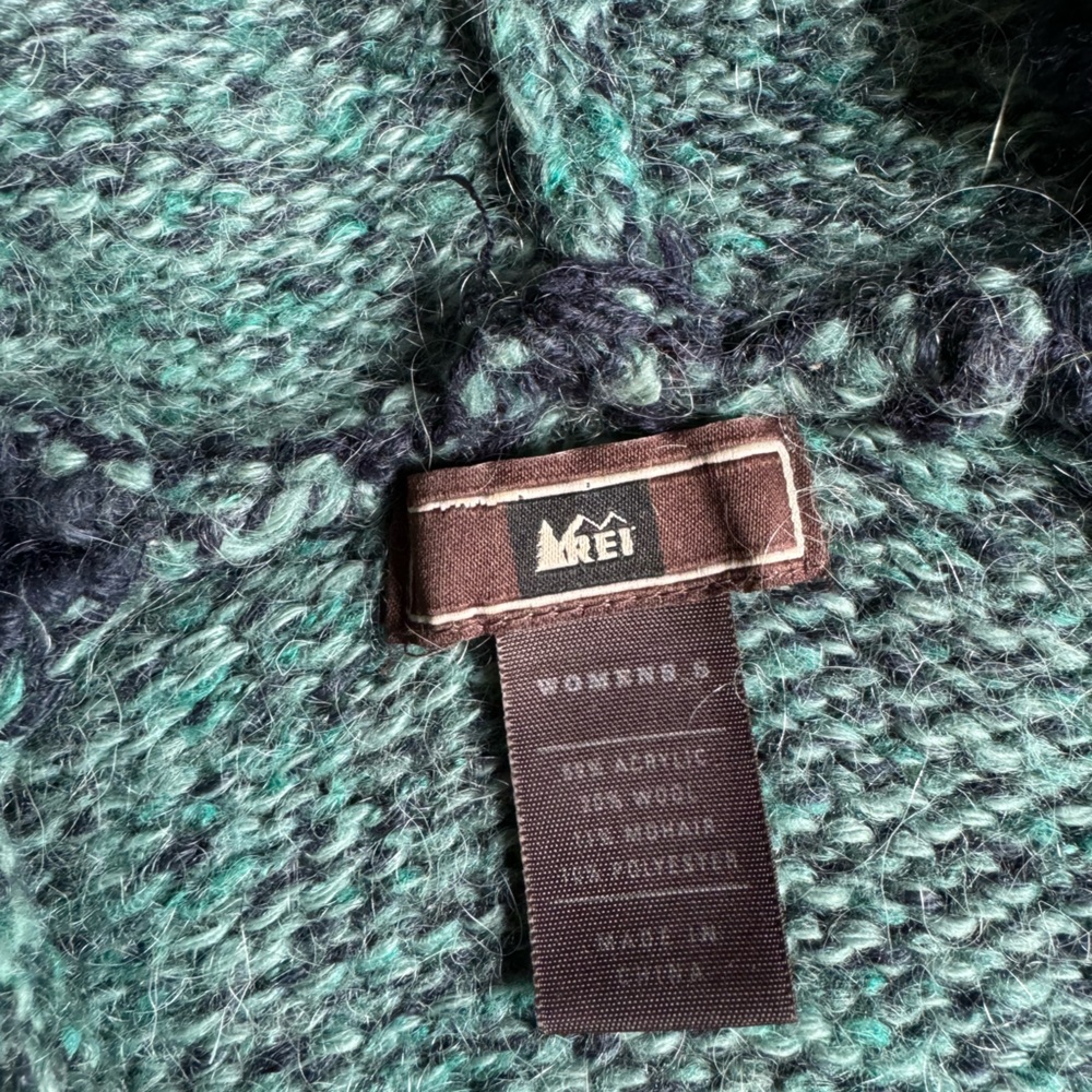 Women's Teal Hooded Sweater with Button Detail - Picture 2 of 5